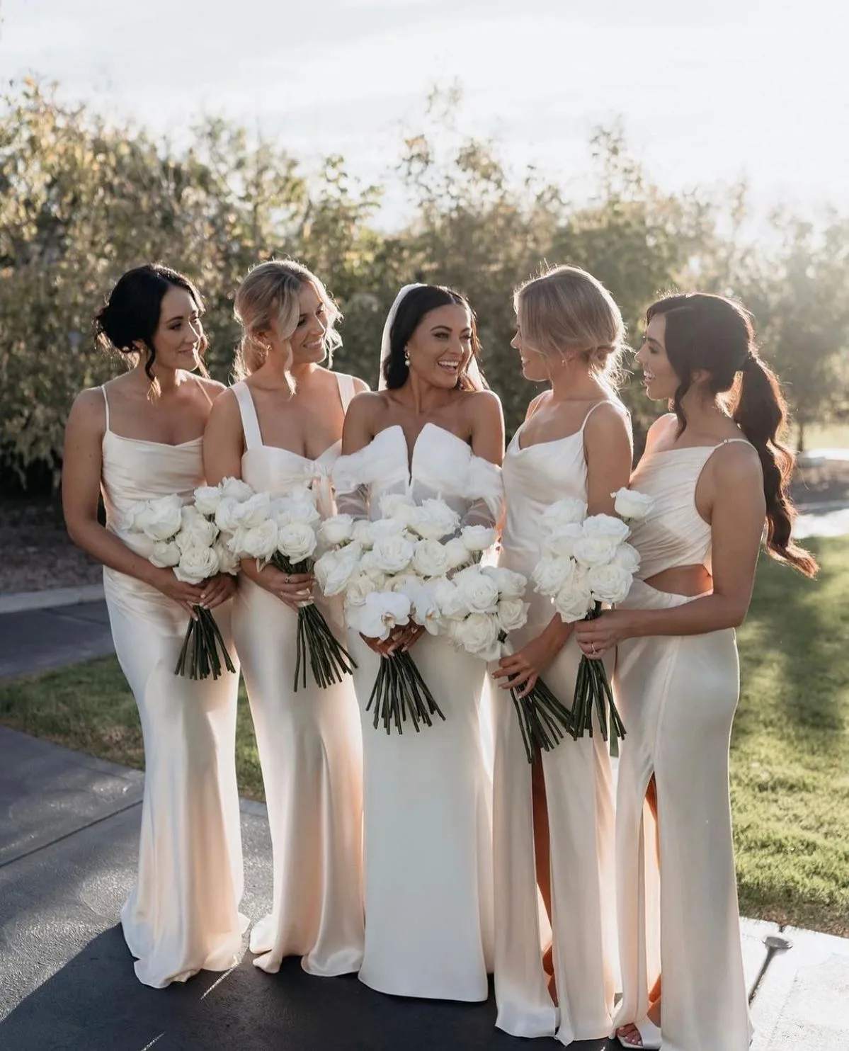 Real Glowtoure bridal group with coordinated, natural glows after on-location bridal Mobile Glow appointments